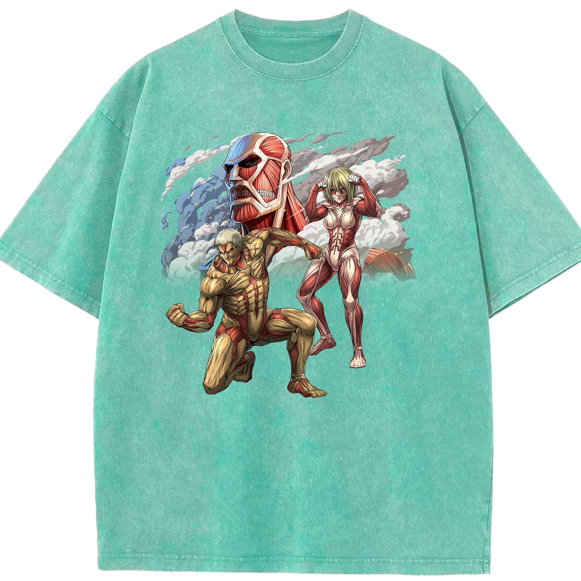 （画像用） 進撃の巨人 Attack on Titan 綿100% ヴィンテージ風 半袖Tシャツ（フロントプリント）